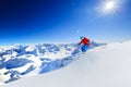 Skiing with amazing view. Royalty Free Stock Photo