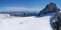 Skiing area panorama on Dachstein Royalty Free Stock Photo