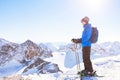 Skiing background, skier in beautiful mountain landscape, winter holidays Royalty Free Stock Photo