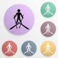 Skiing badge color set icon. Simple glyph, flat vector of sport icons for ui and ux, website or mobile application