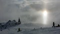 Skiing in a beautiful location