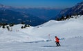 Skiing on a beautiful sunny day at Madonna di Campiglio Ski Resort.