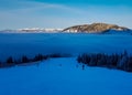 Skiing into clouds Royalty Free Stock Photo