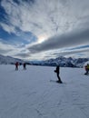 skiing in contact with the clouds Royalty Free Stock Photo