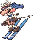 Skiing super cow with tongue out Royalty Free Stock Photo