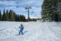 Skiing on the dolomites, Val di Fiemme, Italy Royalty Free Stock Photo