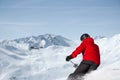 Skiing downhill panorama