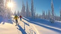 Skiing, family holidays in snow-capped mountains, winter resort on an alpine slope