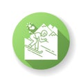 Skiing green flat design long shadow glyph icon