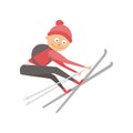 Skiing human trick vector illustration.