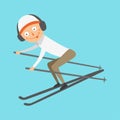 Skiing human trick vector illustration.