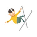 Skiing human trick vector illustration.