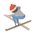 Skiing human trick vector illustration.