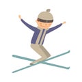 Skiing human trick vector illustration.