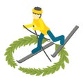 Skiing icon isometric vector. Faceless woman skier during winter competition