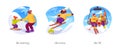 Skiing isolated cartoon vector illustration set Royalty Free Stock Photo