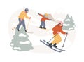 Skiing isolated concept vector illustration.