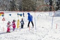 Skiing lessons for children at ski resort Krasnaya Polyana Russia