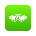 Skiing mask icon digital green