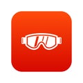 Skiing mask icon digital red