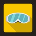 Skiing mask icon in flat style