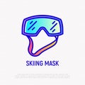 Skiing mask thin line icon. Modern vector illustration of winter sport equipment