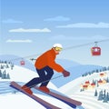 Skiing in mountains Royalty Free Stock Photo