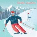 Winter sports. Skiing. Alpine skiing trail. Active leisure and sports.