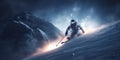 skiing mountains winter adventure snowboarding Hyper-real generative AI