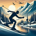 Skiing A pair of skis with a long shape a pointed tip and a glid Royalty Free Stock Photo