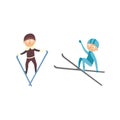 Skiing people tricks vector illustration.