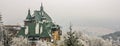 Skiing resort Semmering, Austria. Beautiful traditional chalet in austrian Alps in winter. Panoramic view of idyllic winter wonder Royalty Free Stock Photo