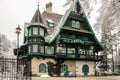 Skiing resort Semmering, Austria. Beautiful traditional chalet in austrian Alps in winter.