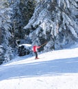Skiing, ski, skier - skier man on the slope in mountains