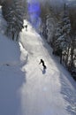 Skiing, Skier, Freeride at groomed slopes