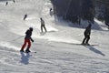 Skiing, Skier, Freeride at groomed slopes