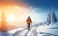 Skiing skier winter mountains snow hiking sport Royalty Free Stock Photo