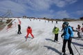 Skiing slope in Bukovel resort, Ukraine Royalty Free Stock Photo