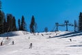 Skiing and snowboarding in the mountain area of Krasnaya Polyana ski resort, Sochi, Russia Royalty Free Stock Photo