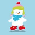 skiing snowman pink hat 01