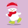 skiing snowman red hat 05