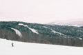 Skiing on the snowy mountains