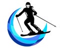 Skiing sport graphic in vector quality.