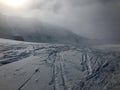 Skiing in the Stubai glacier ski resort Royalty Free Stock Photo