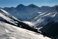 Skiing in the Swiss Mountains Royalty Free Stock Photo