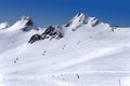 Skiing on Tiefenbach glacier in Solden Royalty Free Stock Photo