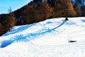 Skiing tracks in Swiss Alps