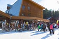 Skiing. Valcianska Valley snowland. Tatras mountains. Slovakia.