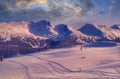 Skiing at Whistler Mountain at sunrise Royalty Free Stock Photo