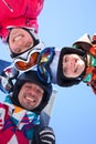 Skiing, winter fun - skiers enjoying ski holidays Royalty Free Stock Photo